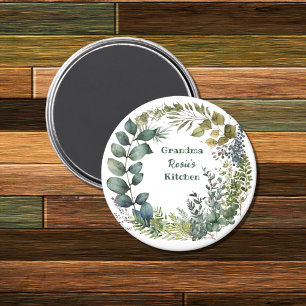 Grandma's Kitchen   Personalised Watercolor Wreath Magnet