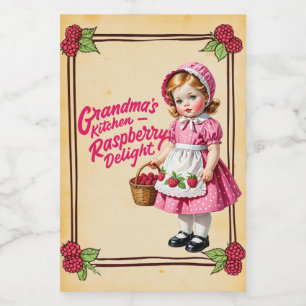 Grandma's Kitchen Raspberry Delight Vintage Food Label