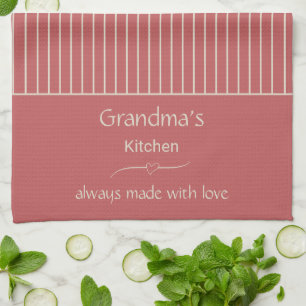 Grandma's Kitchen Vintage Stripe Customisable Tea Towel