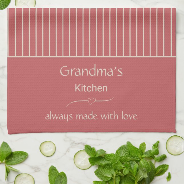 Grandma's Kitchen Vintage Stripe Customisable Tea Towel (Folded)
