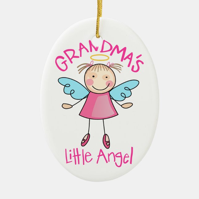 Grandma's Little Angel Ceramic Tree Decoration (Front)