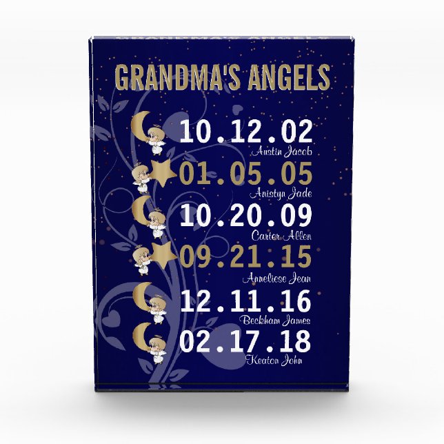 Grandma's Little Angels - 6 Grandchildren Photo Block (Front)