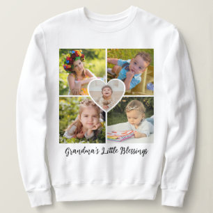 Grandma's Little Blessings Custom 5 Photo Collage Sweatshirt