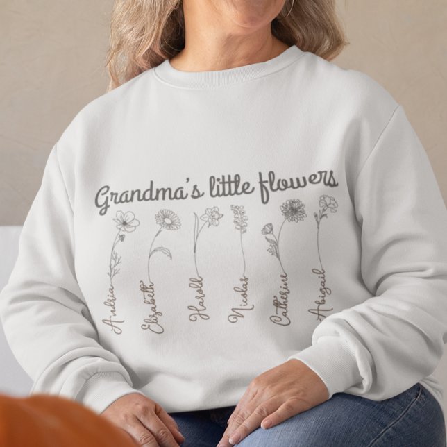 Grandma's little flower custom grandkids name sweatshirt (Creator Uploaded)