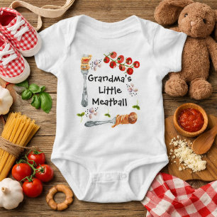 Grandma's Little Meatball Funny Baby Shower Gift  Bodysuit