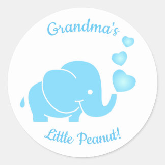 Grandma's Little Peanut Baby Blue Classic Round Sticker