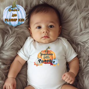 Grandma's Little Plumpkin Funny Typography White Baby Bodysuit