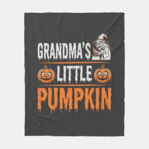Grandma's Little Pumpkin Halloween Witch Design Fleece Blanket