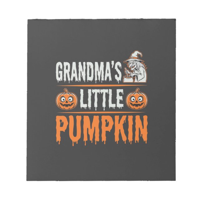Grandma's Little Pumpkin Halloween Witch Design Notepad (Front)