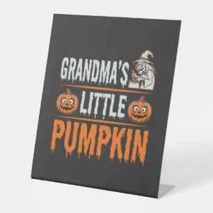 Grandma's Little Pumpkin Halloween Witch Design Pedestal Sign