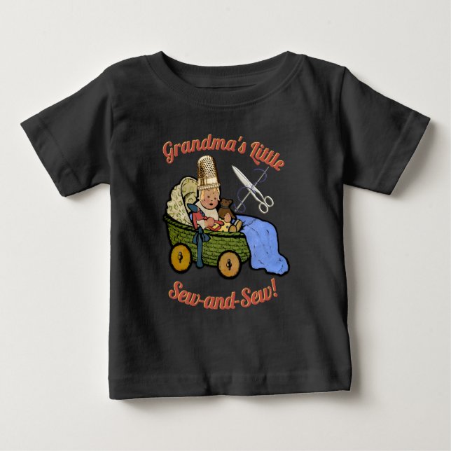 Grandmas Little Sew and Sew Personalised Baby T-Shirt (Front)