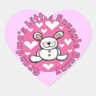 Grandma's Little Snuggle Bunny Heart Sticker