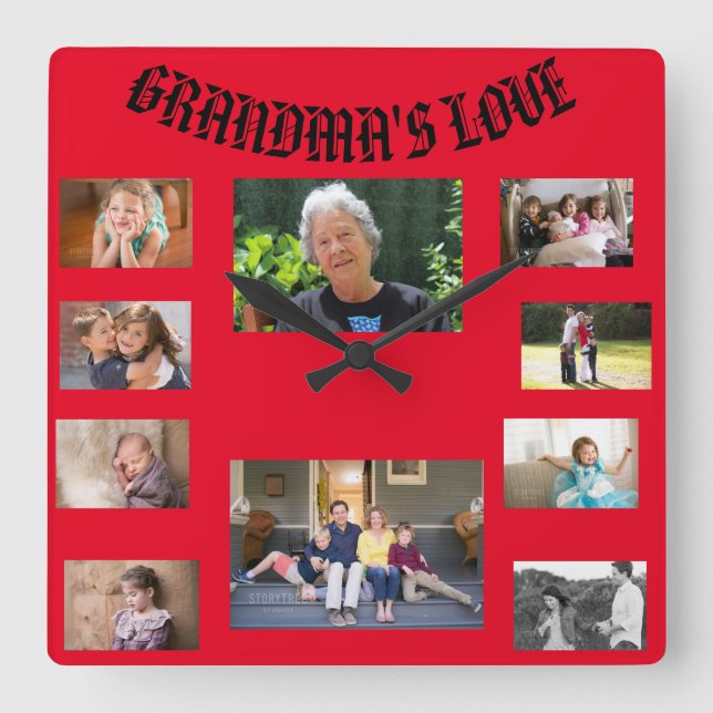 Grandma's Love Square Wall Clock (Front)