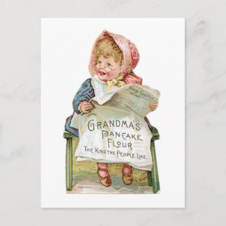 Grandma's Pancake Flour Vintage Food Ad Art Postcard