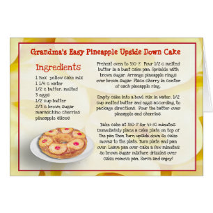 Grandma's Pineapple Upside Down Cake Recipe Card