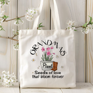 Grandmas Plant Seeds Of Love Modern Trendy Flower  Tote Bag