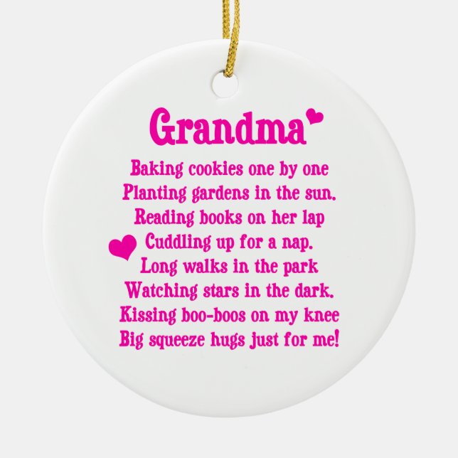 Grandma's Poem Ceramic Tree Decoration (Front)