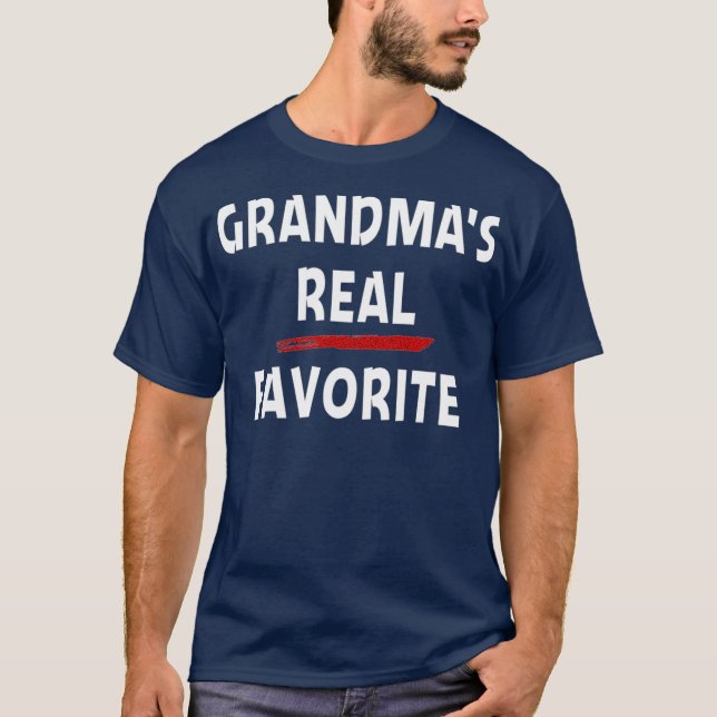 Grandmas Real Favourite Grandchild Funny Sibling T-Shirt (Front)
