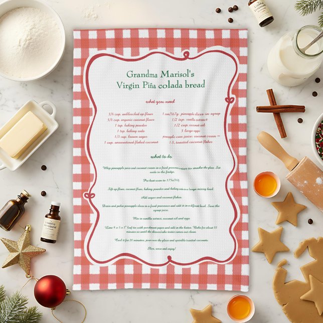 Grandmas Recipe Red Gingham Family Keepsake Tea Towel (Creator Uploaded)