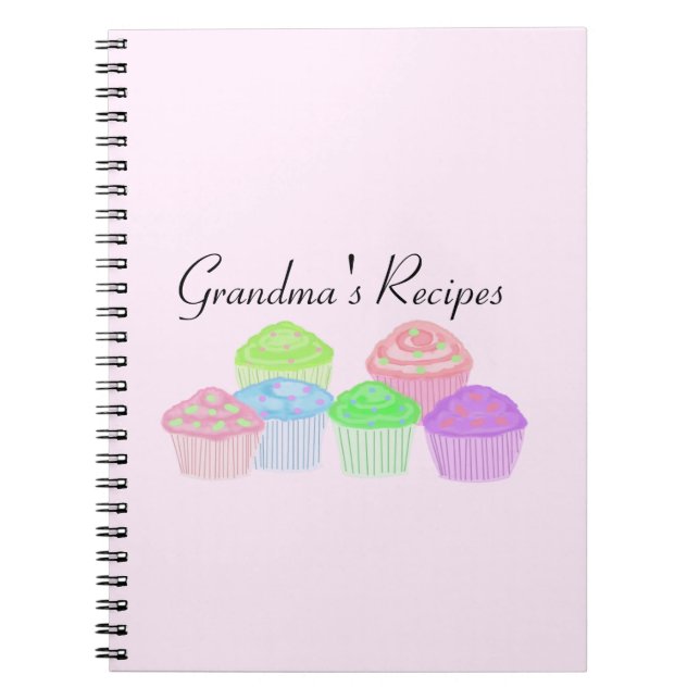 Grandma's Recipes - Frosted Cupcakes Spiral Notebook (Front)