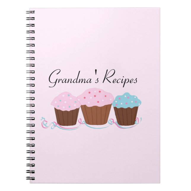Grandma's Recipes - Frosted Cupcakes Spiral Notebook (Front)