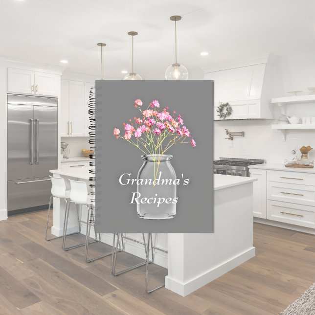 Grandma's Recipes Wildflowers Mason Jar Pink Notebook (Creator Uploaded)