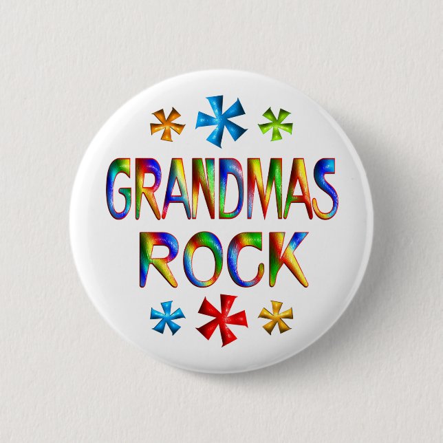 GRANDMAS ROCK 6 CM ROUND BADGE (Front)