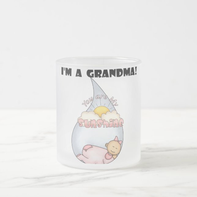 Grandma's Sunshine - Girl Tshirts and Gifts Frosted Glass Coffee Mug (Center)