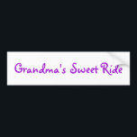 "Grandma's Sweet Ride" Bumper Sticker<br><div class="desc">"Grandma's Sweet Ride" Bumper Sticker is a cute way to let everyone know that Grandma has a sweet ride!  Buy today!  Don't delay!</div>