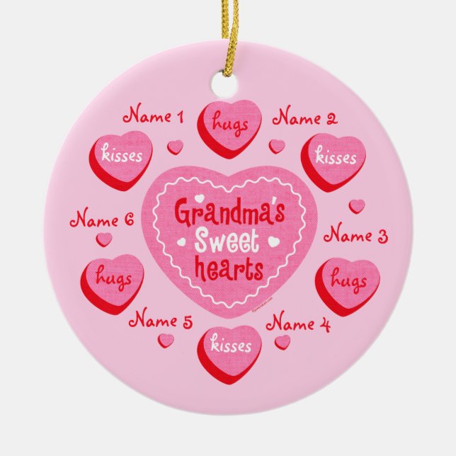 Grandma's Sweethearts Personalised Ornament (Front)