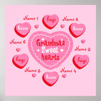 Grandma's Sweethearts Personalised Poster