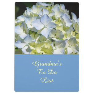 Grandma's To Do list Clipboard Blue Hydrangeas