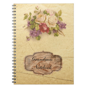 Grandmas Vintage Rose Spiral Notebook