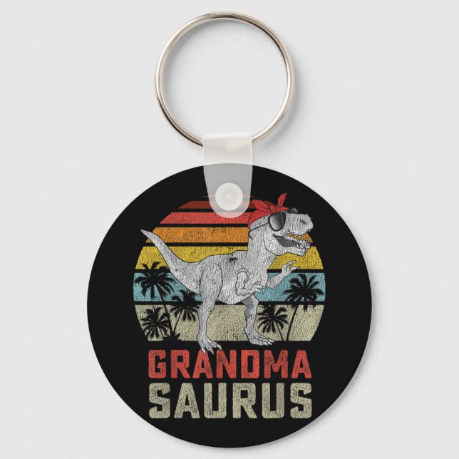 Grandmasaurus T Rex Dinosaur Grandma Saurus Family Key Ring (Front)