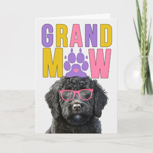 GrandMAW Black Doodle Dog Funny Grandparents Day Holiday Card (Front)