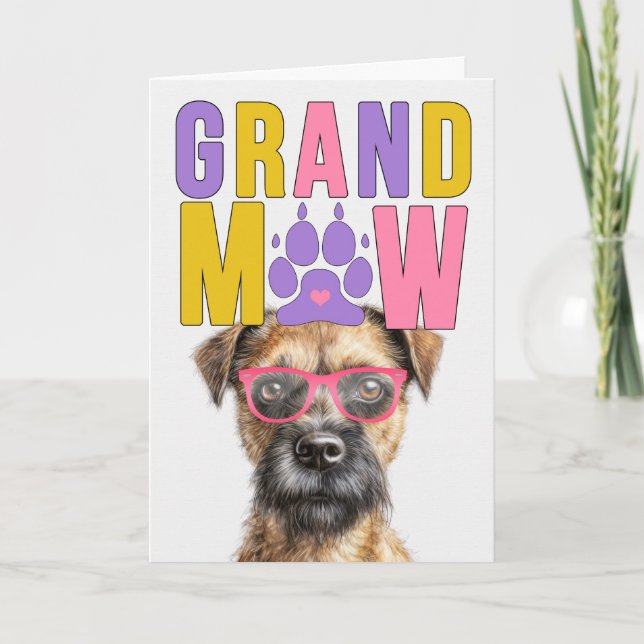 GrandMAW Border Terrier GrandDOG Grandparents Day Holiday Card (Front)
