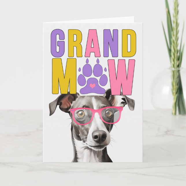 GrandMAW Greyhound GrandDOG Grandparents Day Holiday Card (Front)