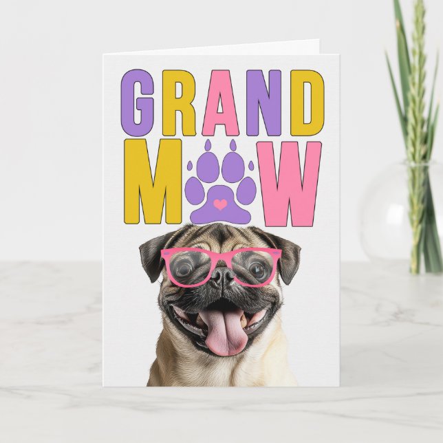 GrandMAW Pug GrandDOG Grandparents Day Holiday Card (Front)