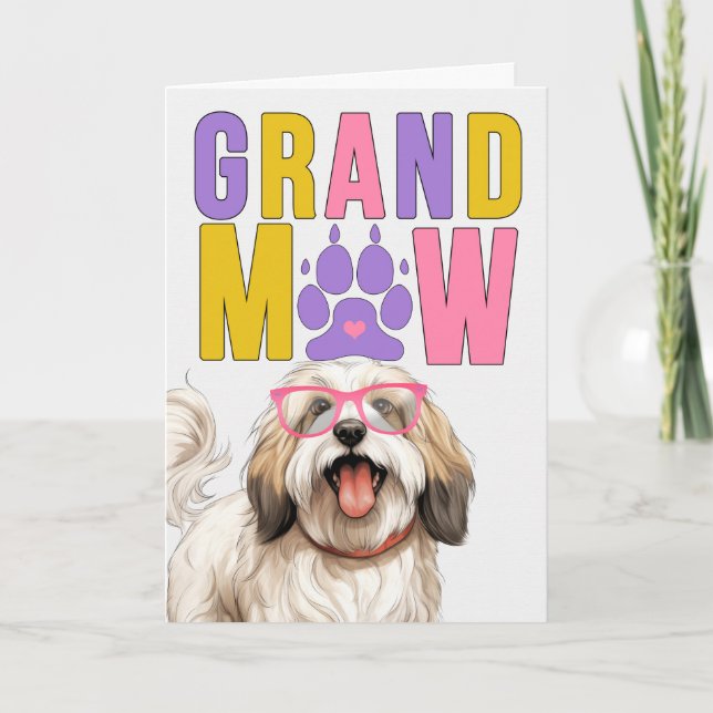 GrandMAW Tibetan Terrier GrandDOG Grandparents Day Holiday Card (Front)