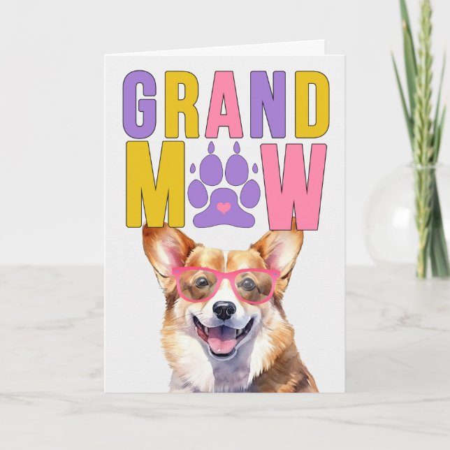 GrandMAW Welsh Corgi GrandDOG Grandparents Day Holiday Card (Front)