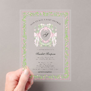Grandmellinial Botanical Bow Crest Acrylic Invitations
