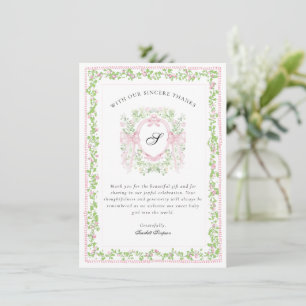 Grandmellinial Botanical Monogram Crest Thank You Card
