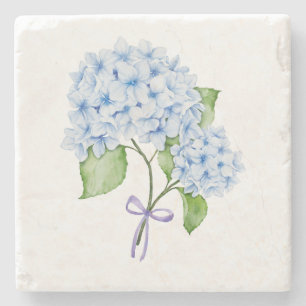 Grandmillenail hydrangea bow watercolor preppy  stone coaster