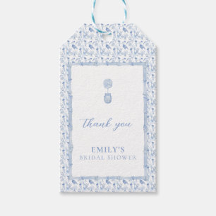 Grandmillenial Blue Chinoiserie Bridal Shower  Gift Tags