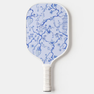 Grandmillenial Blue & White Chinoiserie Pagoda Pickleball Paddle