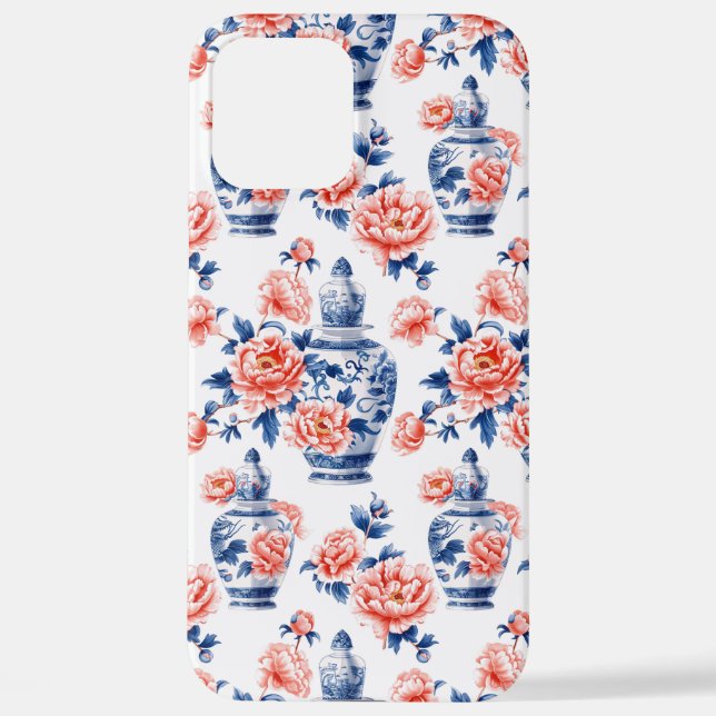 Grandmillenial Chinoiserie Ginger Jar Pink Peonies iPhone Case (Back)