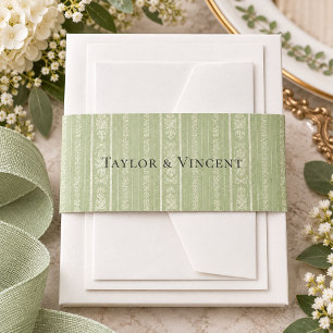 Grandmillenial Elegant Sage Green Personalised Invitation Belly Band