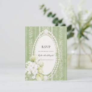 Grandmillenial Floral Elegant Sage Green Wedding RSVP Card