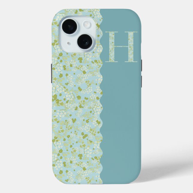 Grandmillenial MONOGRAM H ACQUA LITTLE FLOWERS Cas Case-Mate iPhone Case (Back)