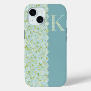 Grandmillenial MONOGRAM K ACQUA LITTLE FLOWERS Cas iPhone 15 Case